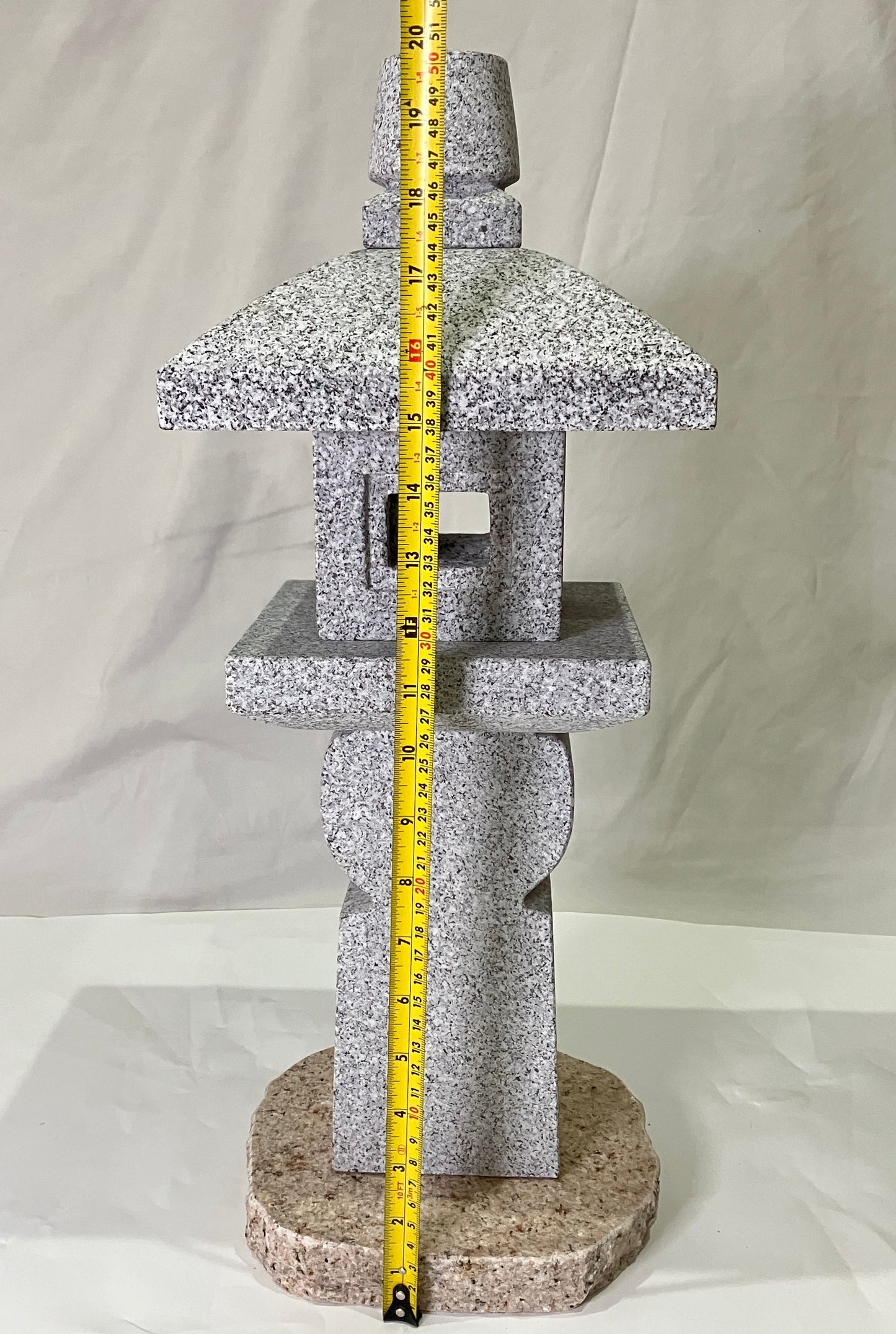 Zen Granite Gray Oribe Stone Lantern Tourou Japan Garden Statue 19.5 inch