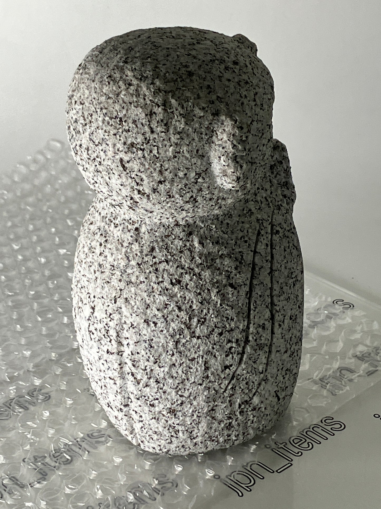 Mini Jizo Ojizo-Sama Granite Stone Sculpture Handmade Japanese Garden Buddhism