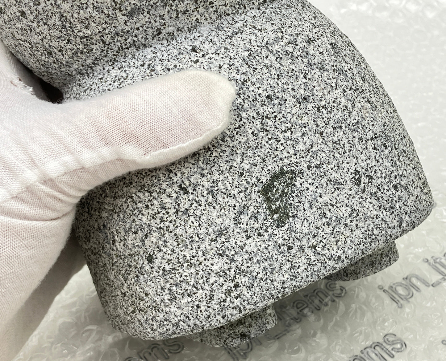 Frog Gray Granite Stone Sculpture Handmade Japanese