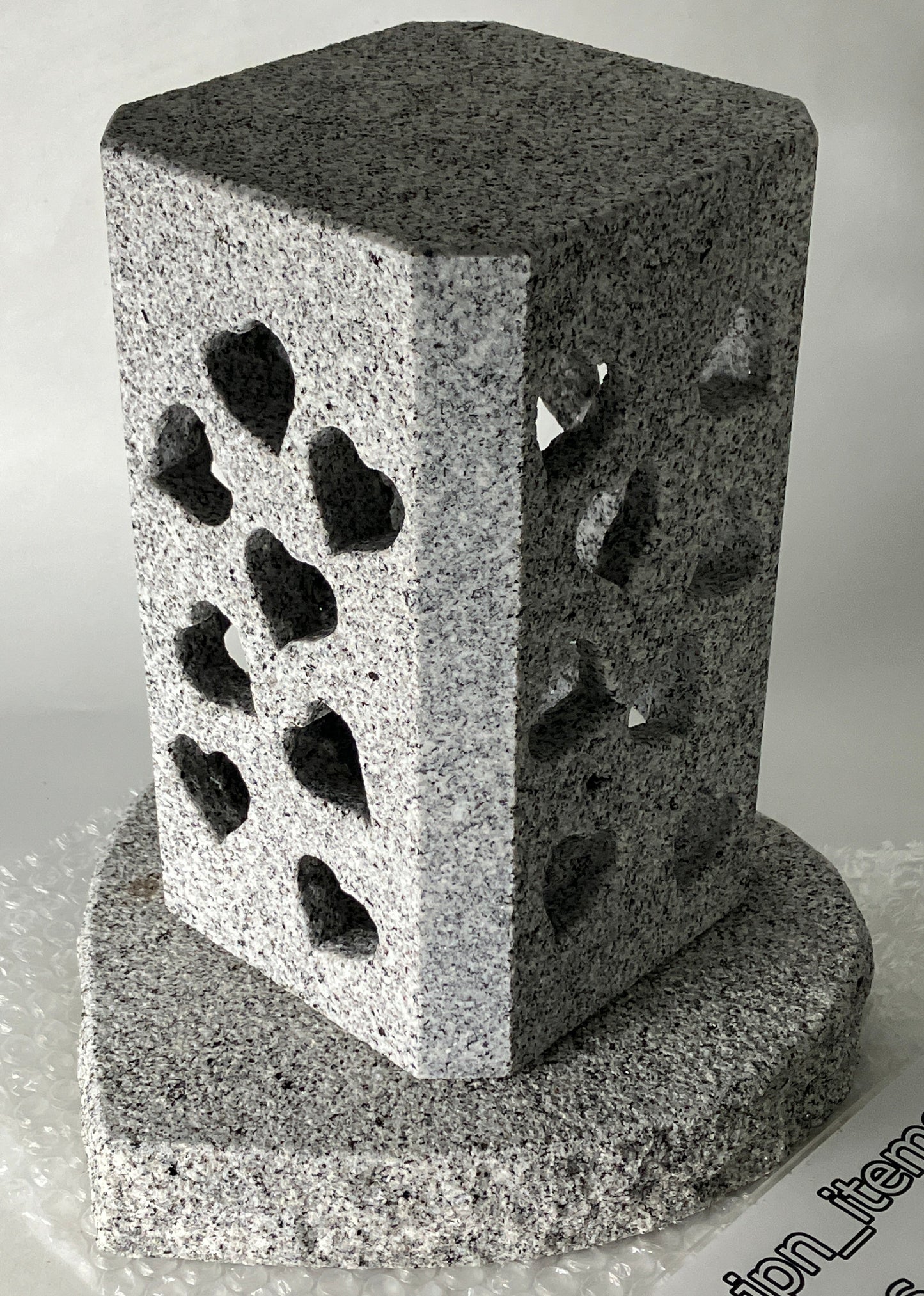 Handmade Granite Stone Lantern Heart Cutouts Japanese Stone Art for Candle LED