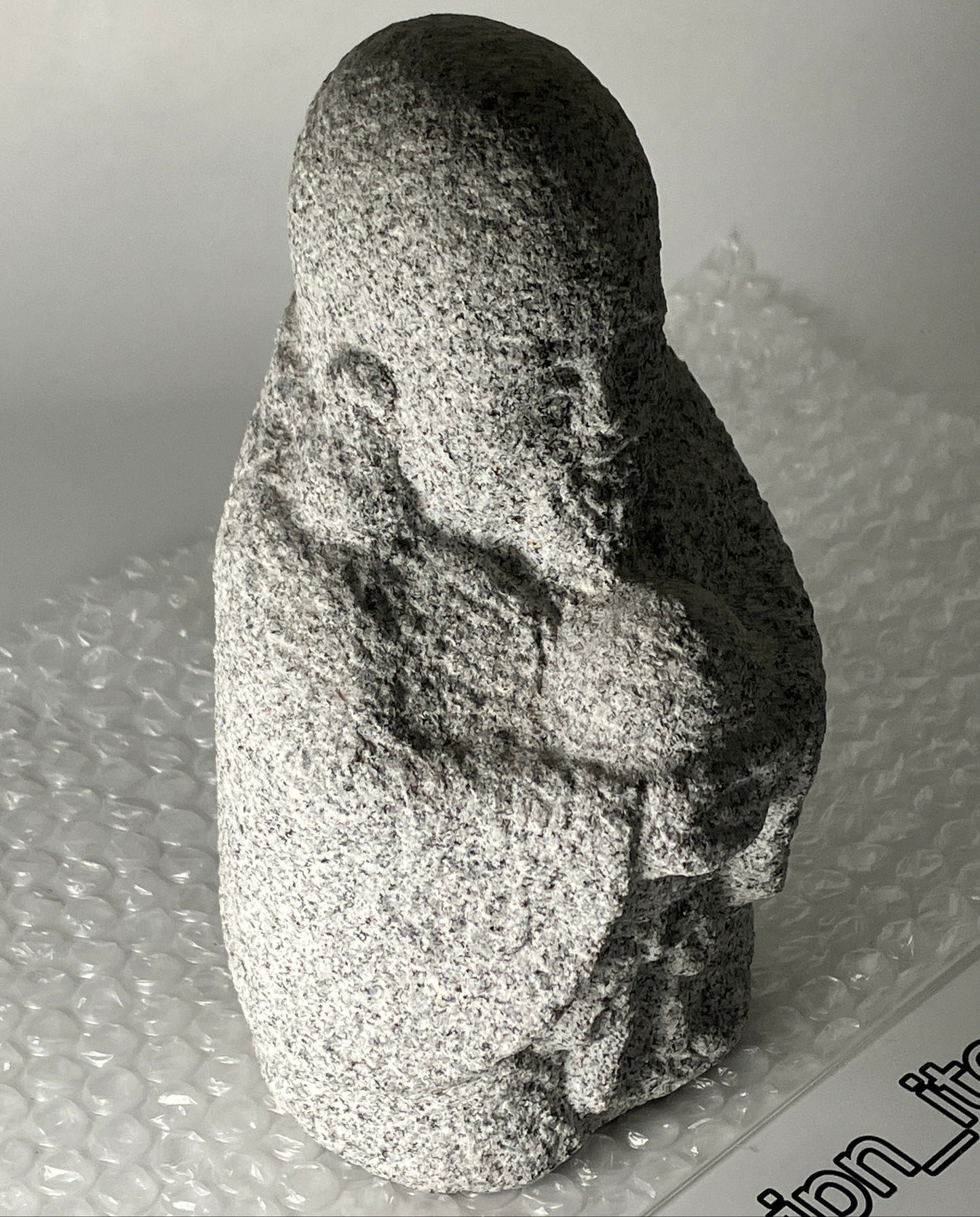Fukurokuju Gray Granite Stone Sculpture