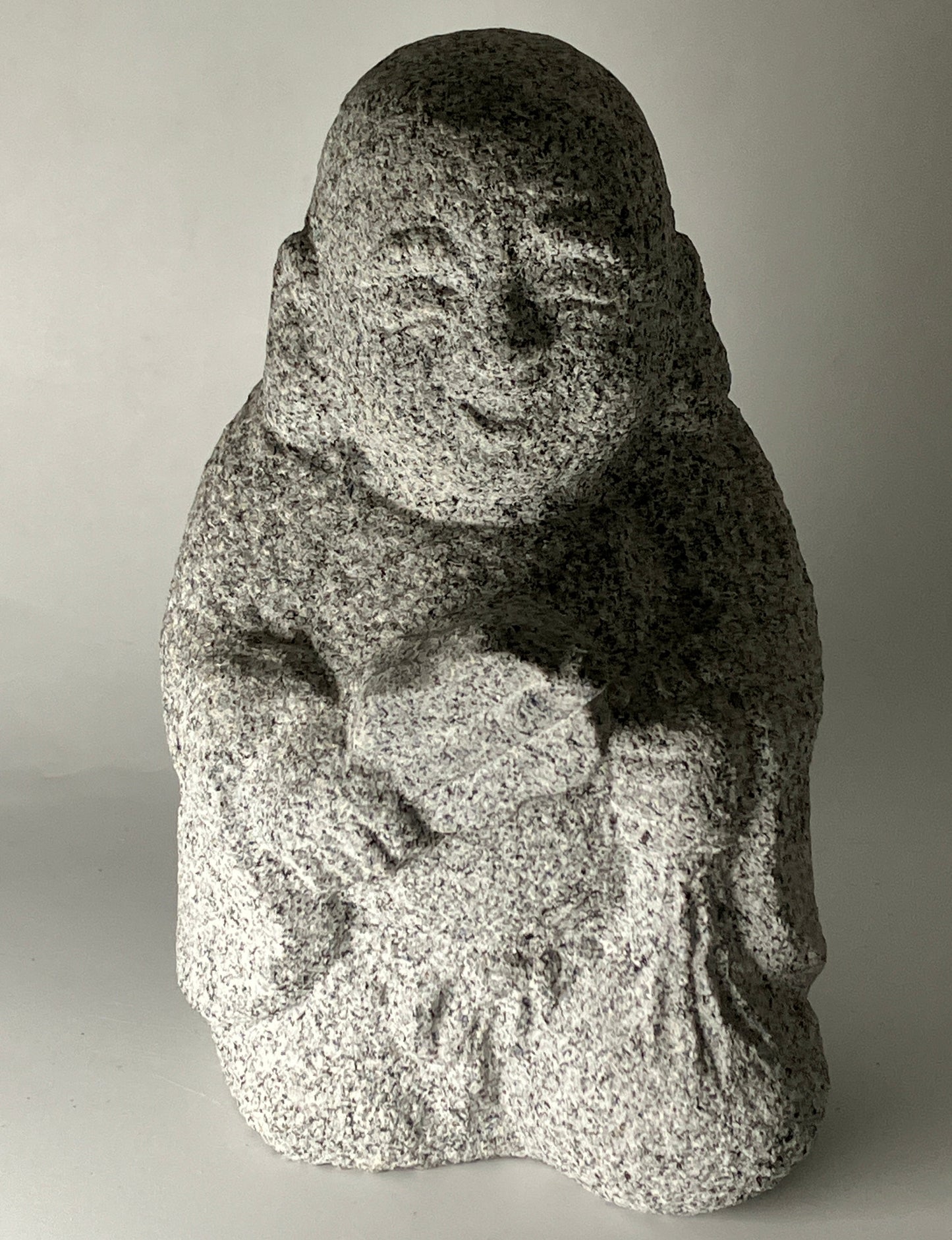 Budai Hotei Gray Granite Stone Sculpture