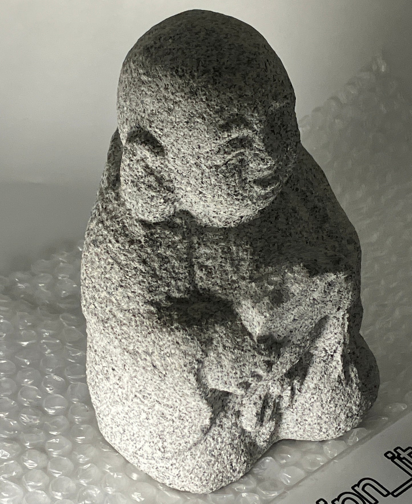 Budai Hotei Gray Granite Stone Sculpture