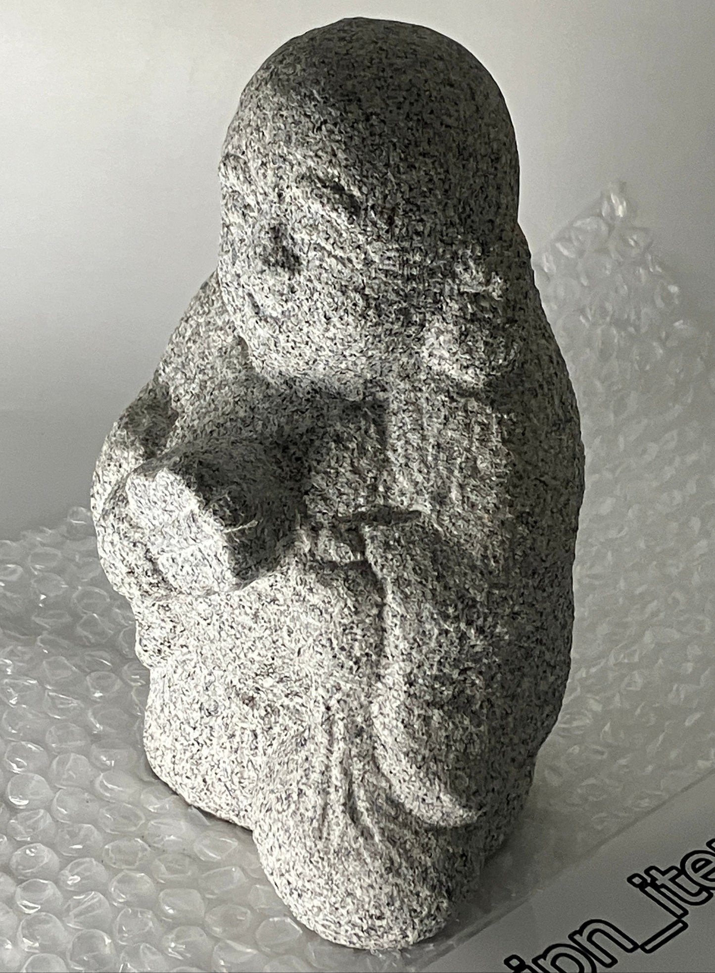 Budai Hotei Gray Granite Stone Sculpture