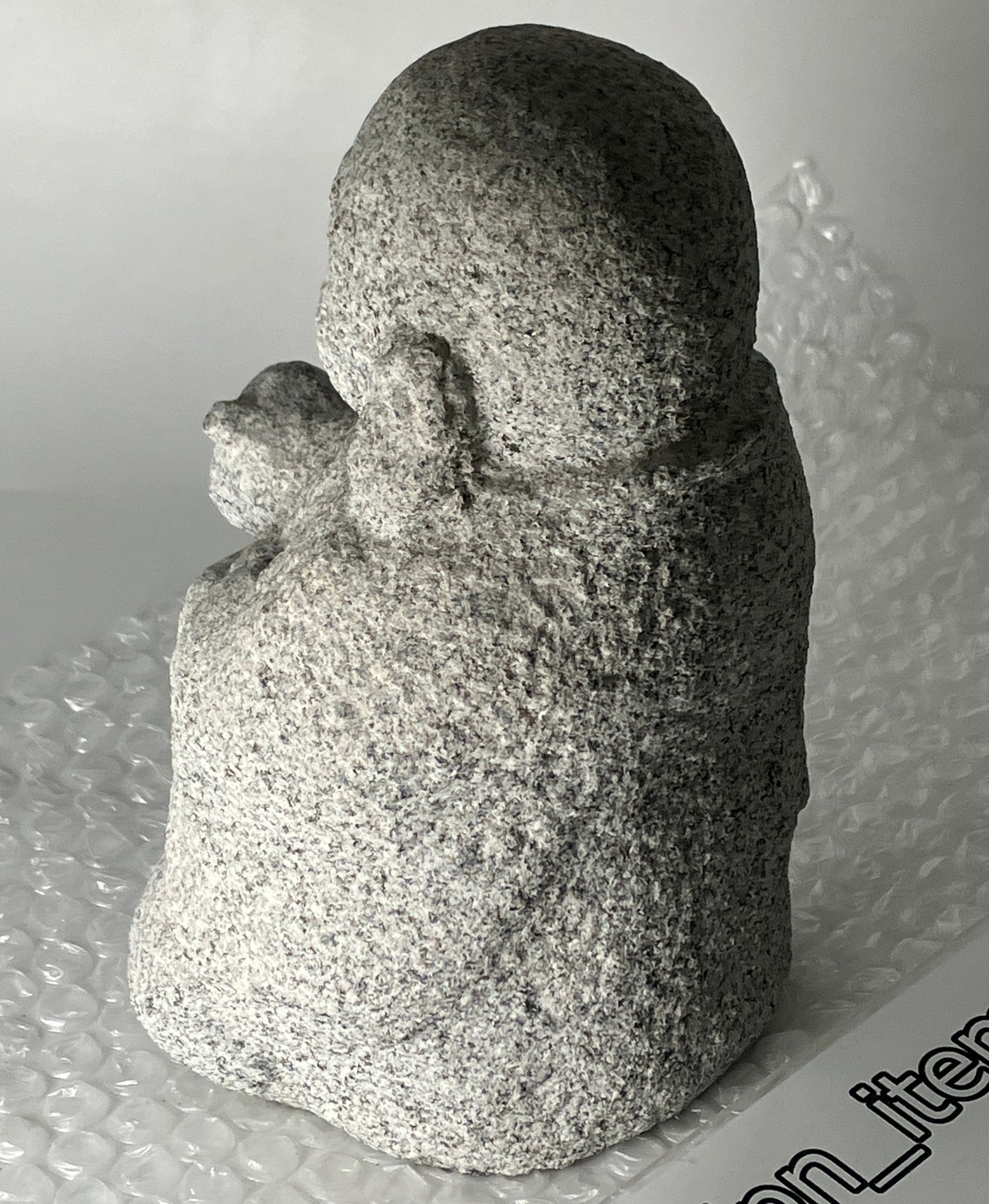 Seven Lucky Gods Jizo Budai Hotei Gray Granite Stone Sculpture Japanese Garden