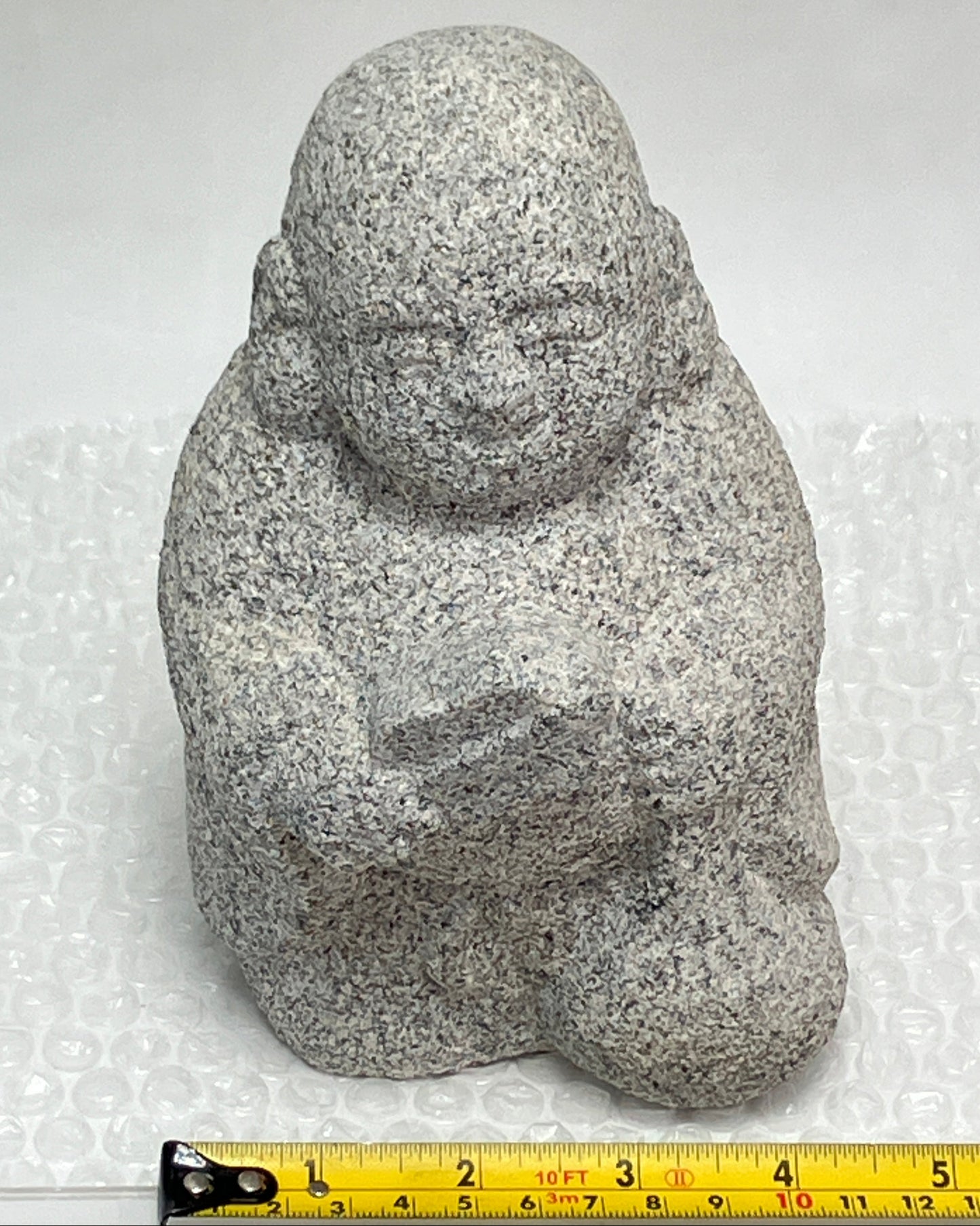 Budai Hotei Gray Granite Stone Sculpture