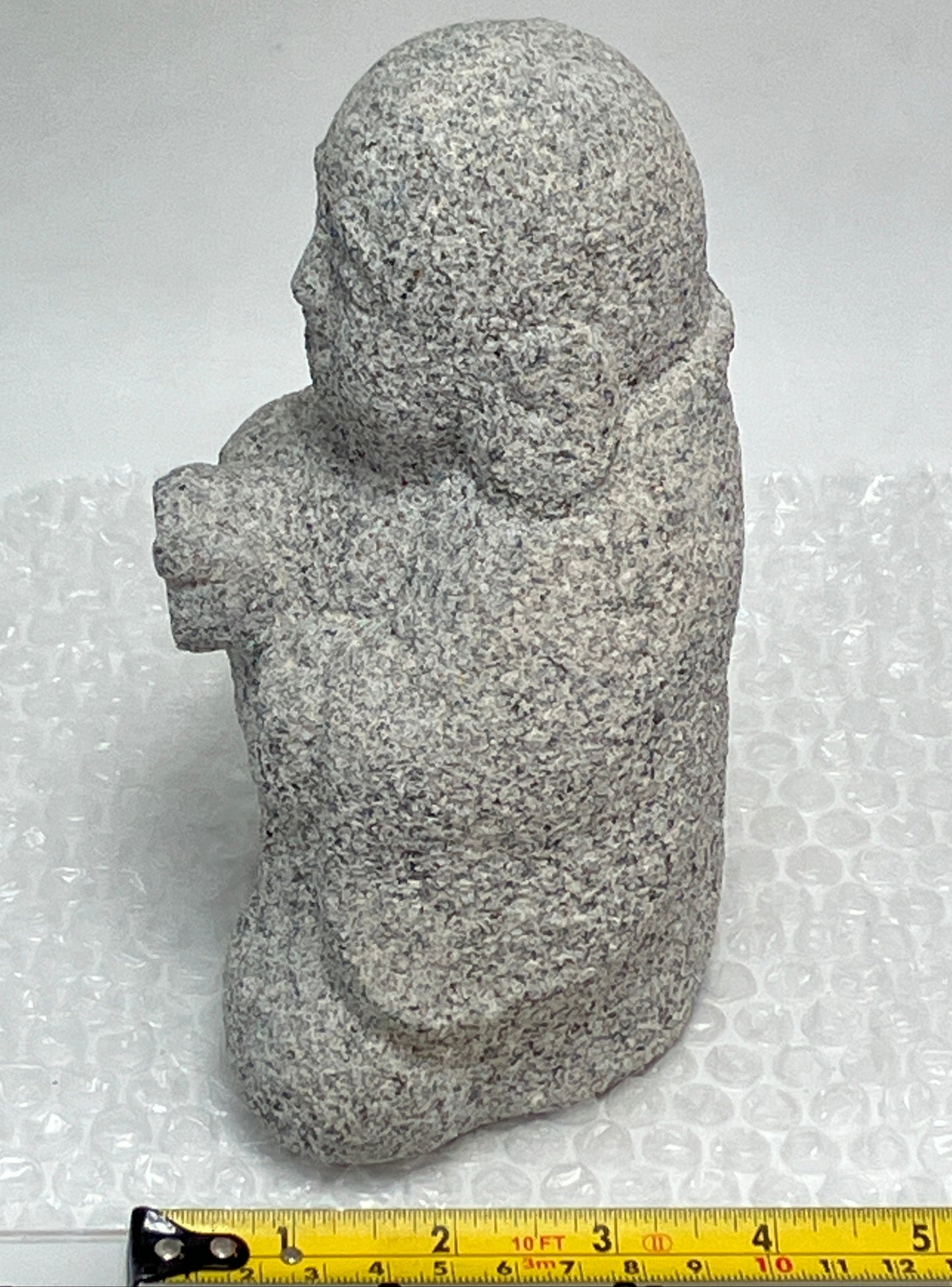 Budai Hotei Gray Granite Stone Sculpture