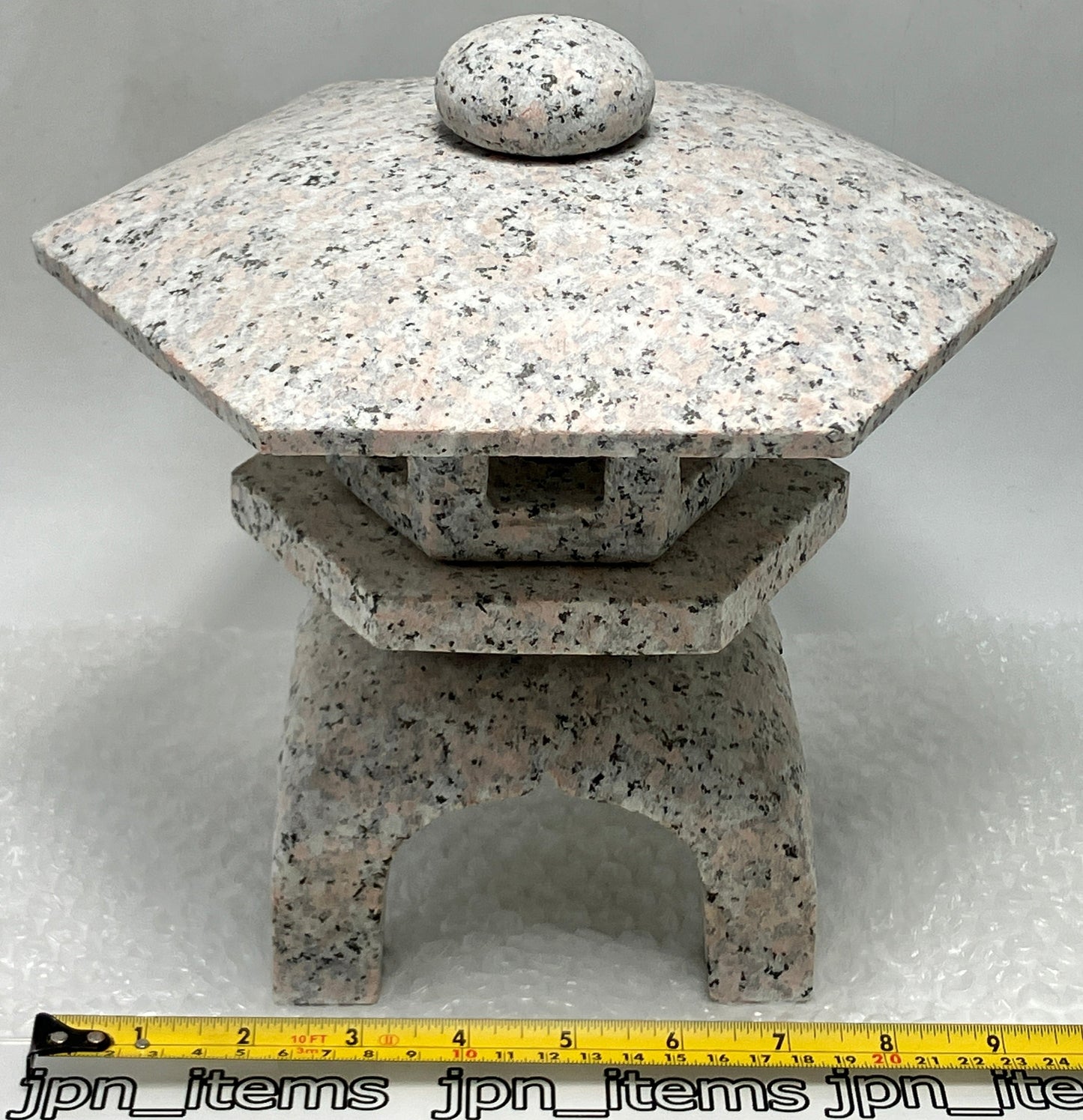 Zen Pink Gray Yukimi Stone Lantern Tourou Miniature Granite Japanese Garden Statue