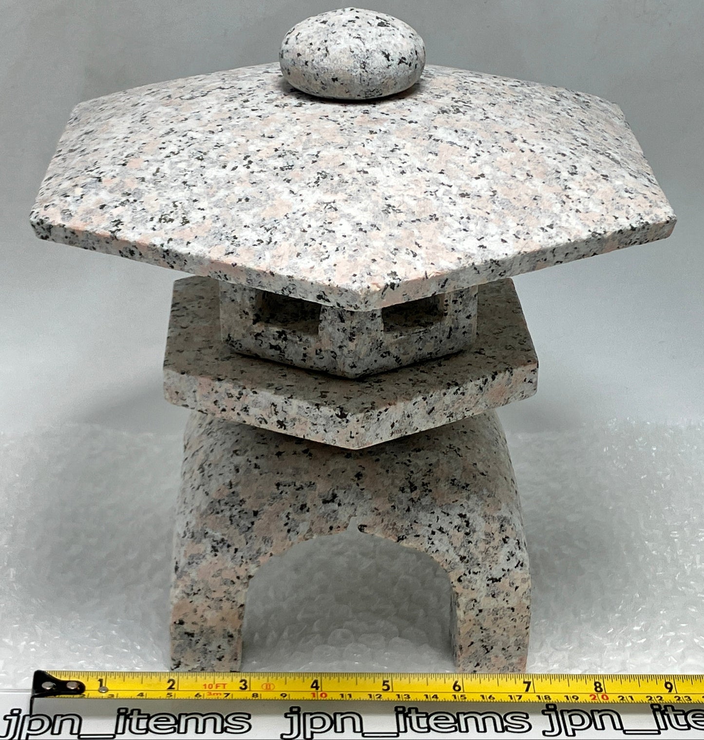 Zen Pink Gray Yukimi Stone Lantern Tourou Miniature Granite Japanese Garden Statue