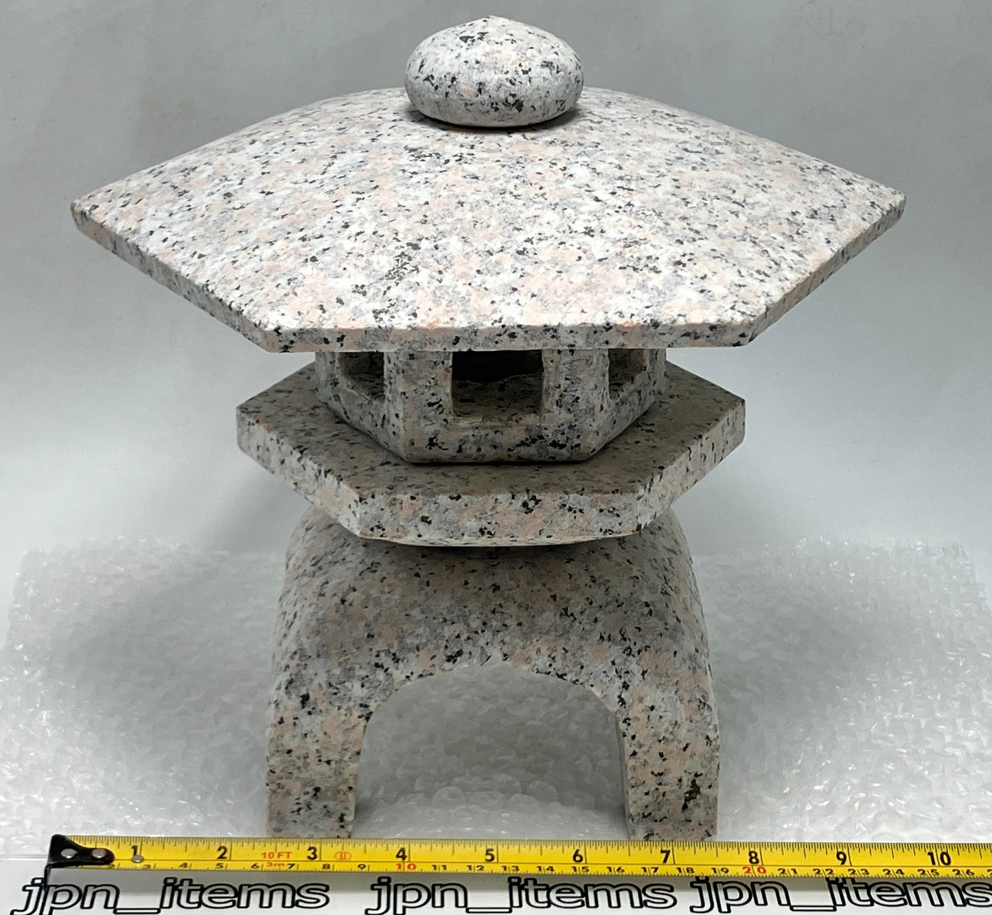 Zen Pink Gray Yukimi Stone Lantern Tourou Miniature Granite Japanese Garden Statue