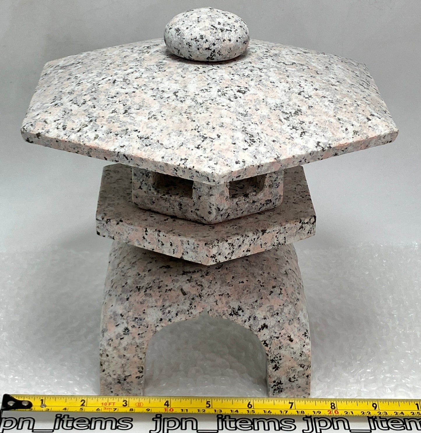 Zen Pink Gray Yukimi Stone Lantern Tourou Miniature Granite Japanese Garden Statue