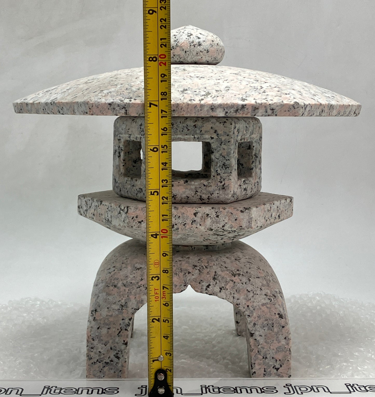 Zen Pink Gray Yukimi Stone Lantern Tourou Miniature Granite Japanese Garden Statue
