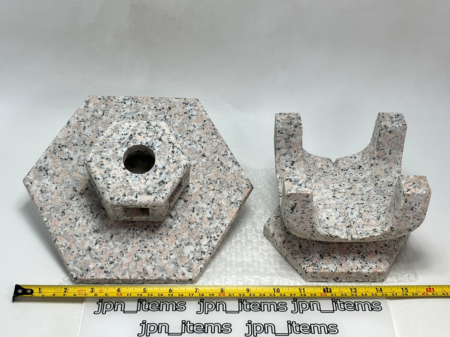 Zen Pink Gray Yukimi Stone Lantern Tourou Miniature Granite Japanese Garden Statue