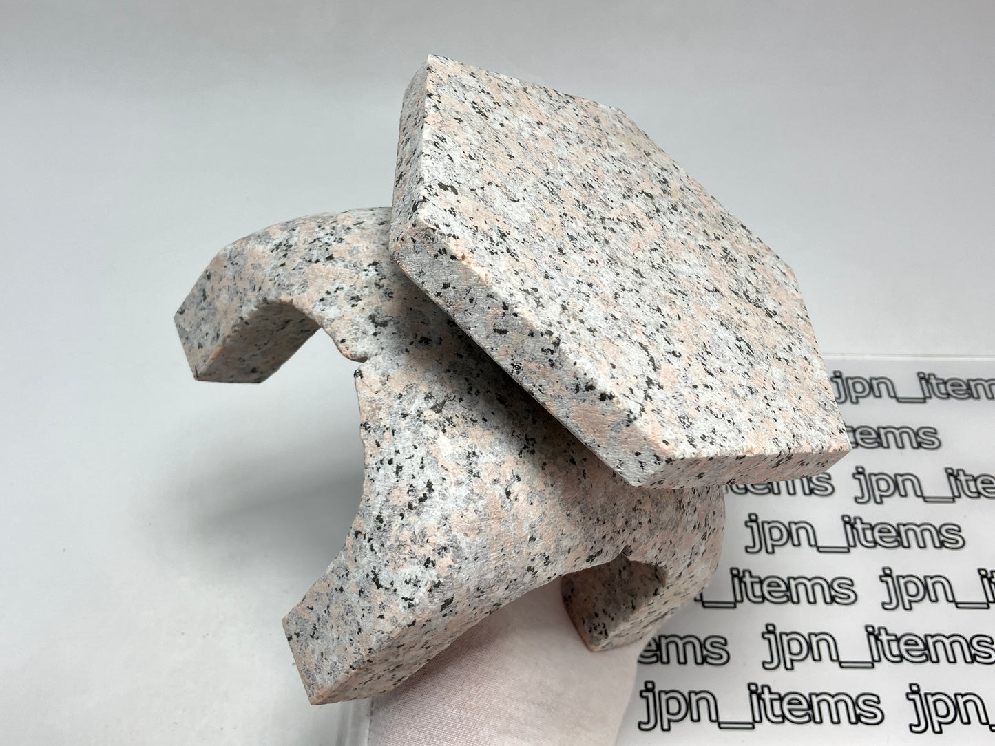 Zen Pink Gray Yukimi Stone Lantern Tourou Miniature Granite Japanese Garden Statue