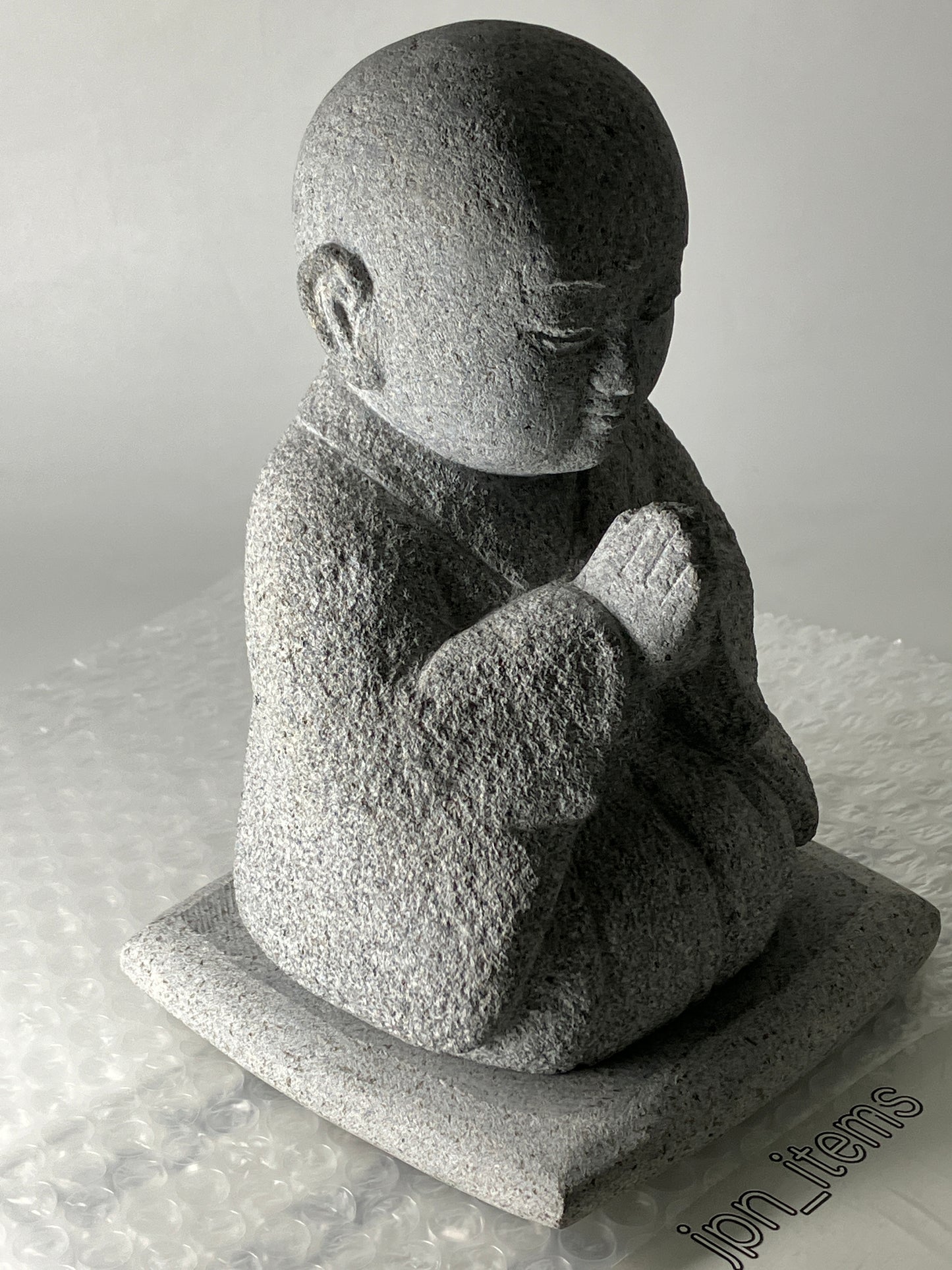Gasshou Jizo Ojizo-Sama Granite Stone Sculpture Handmade Japanese Garden