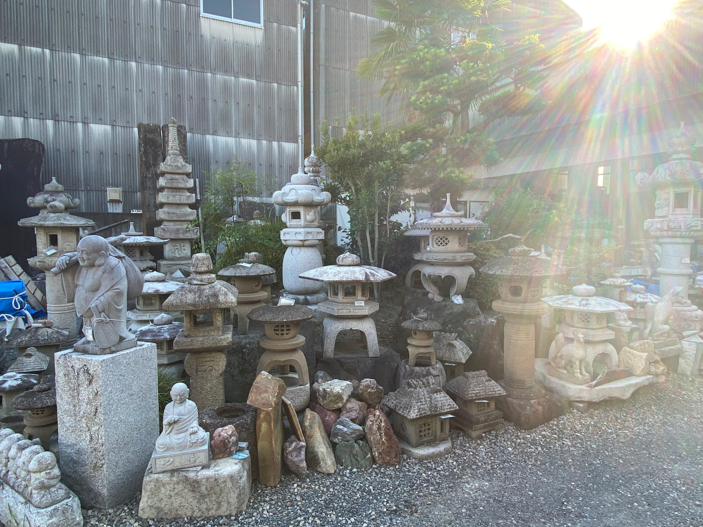 Gray Stone Vase Andesite Natural Sculpture Japan