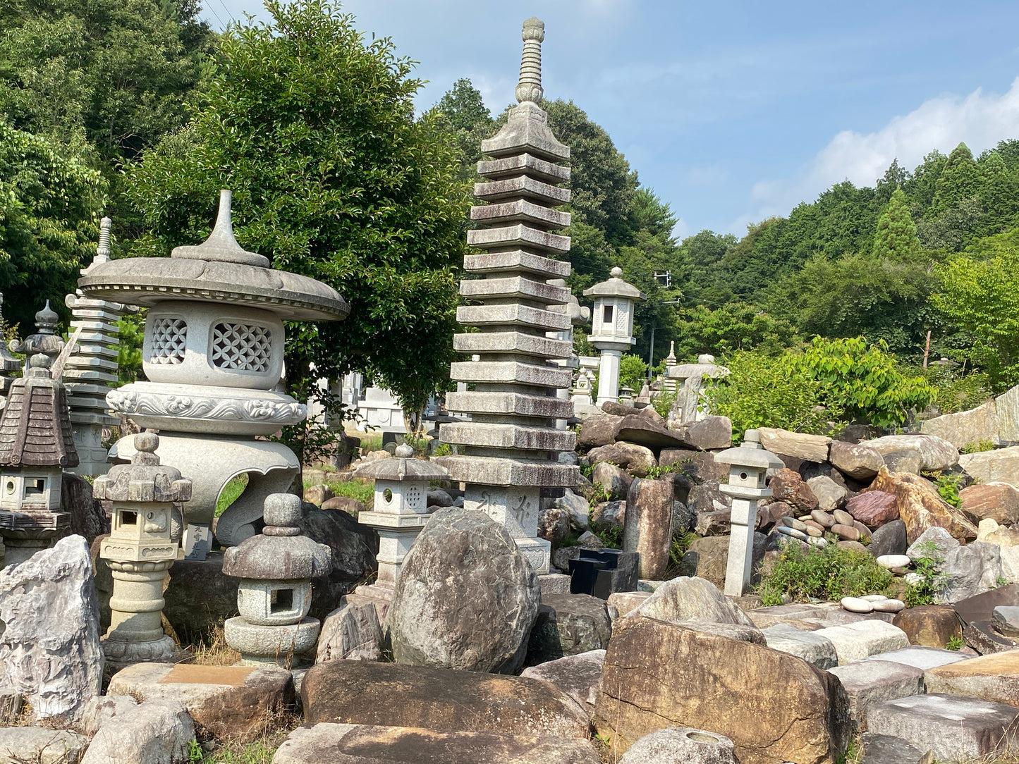 Mushroom Dome Style Granite Stone Lantern Handmade Japanese Art for Candle LED