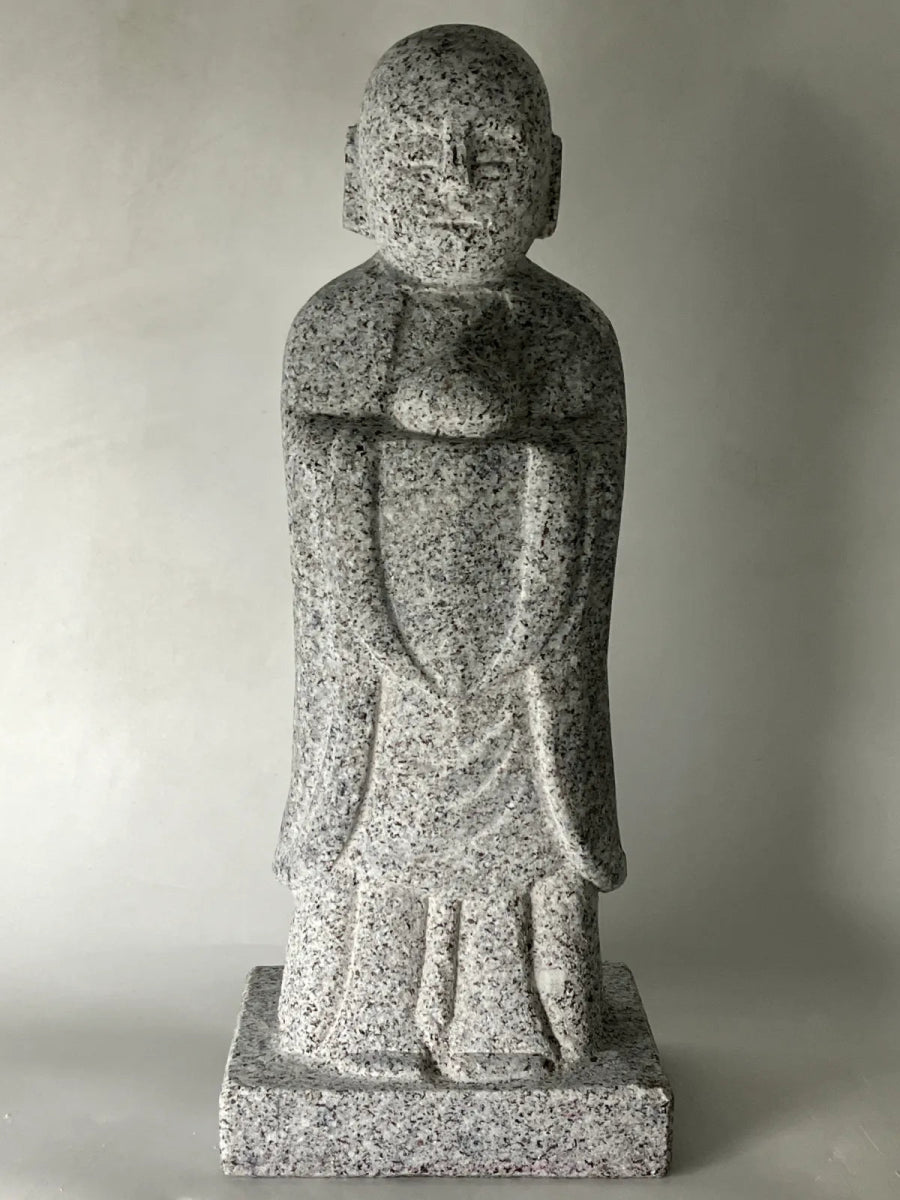 Okazaki Natsuyama Granite Stone Jizo Statue – Hand-Carved Japanese