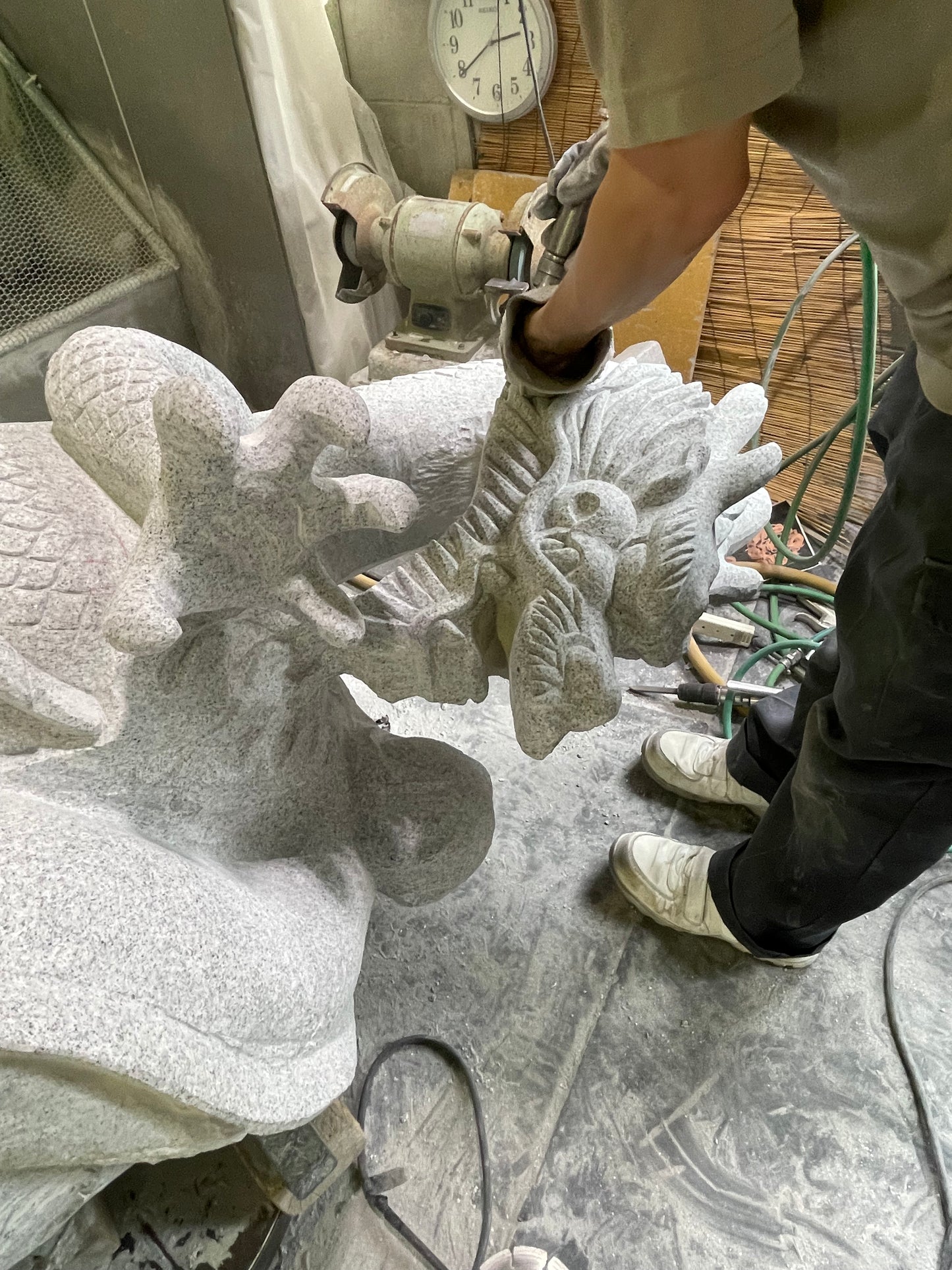 Oni Ogre Demon Statue Granite Aji Rust Stone Sculpture Handmade Japanese Garden