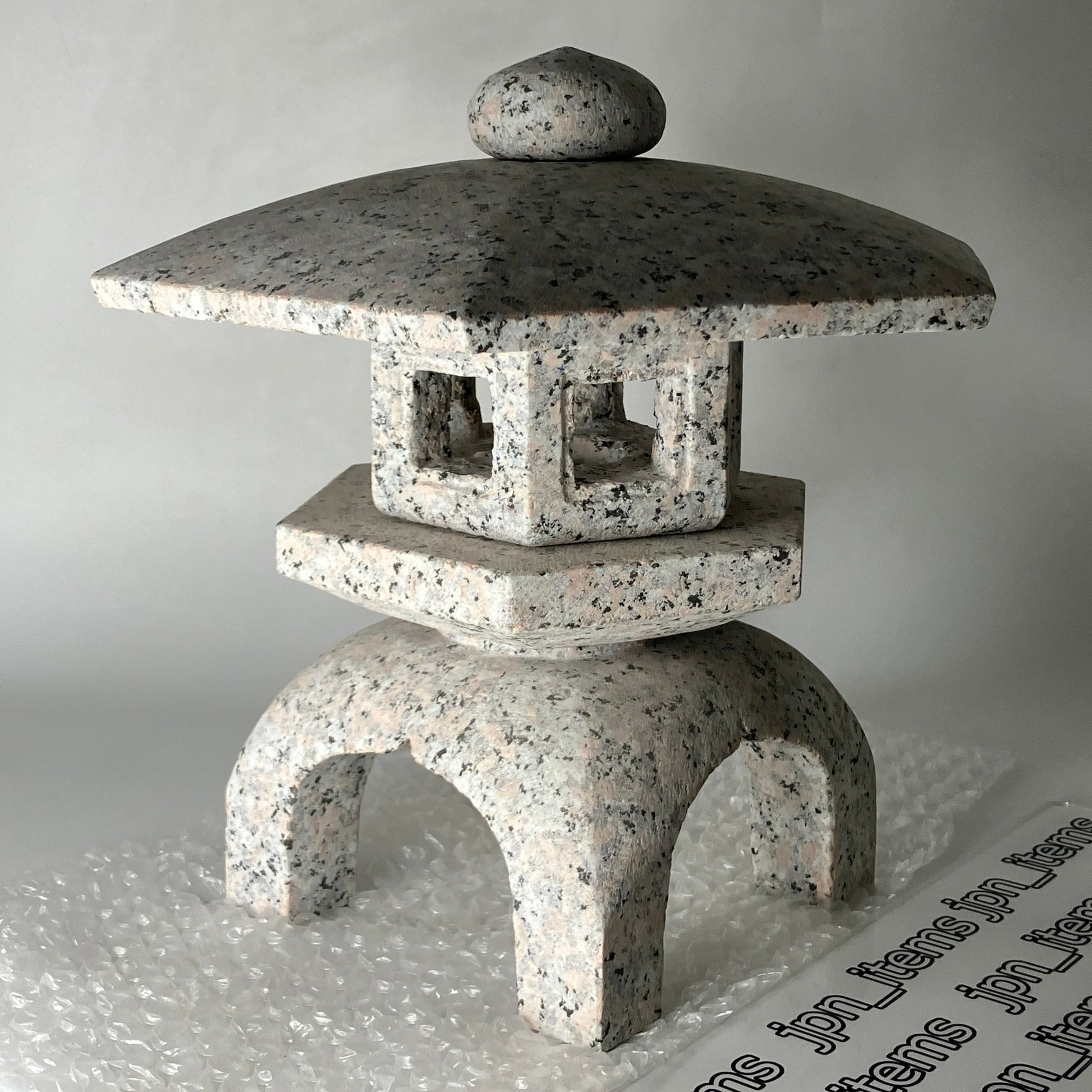 Zen Pink Gray Yukimi Stone Lantern