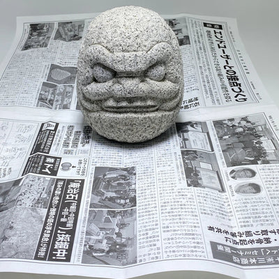 Daruma Bodhidharma Granite Sculpture Packing and Same-Day DHL Shipping from Japan