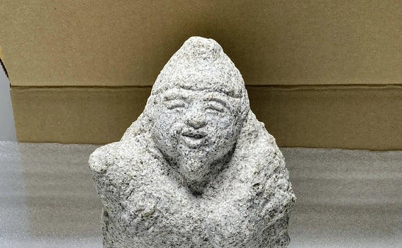 Ebisu Granite Stone Statue Shipped from Japan to Germany by DHL