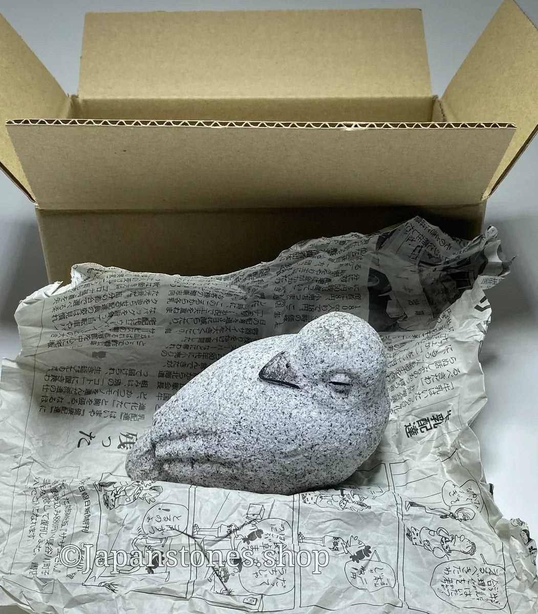 Eurasian Tree Sparrow Granite Stone Sculpture Shipped from Japan to Germany by DHL - Japanstones.shop