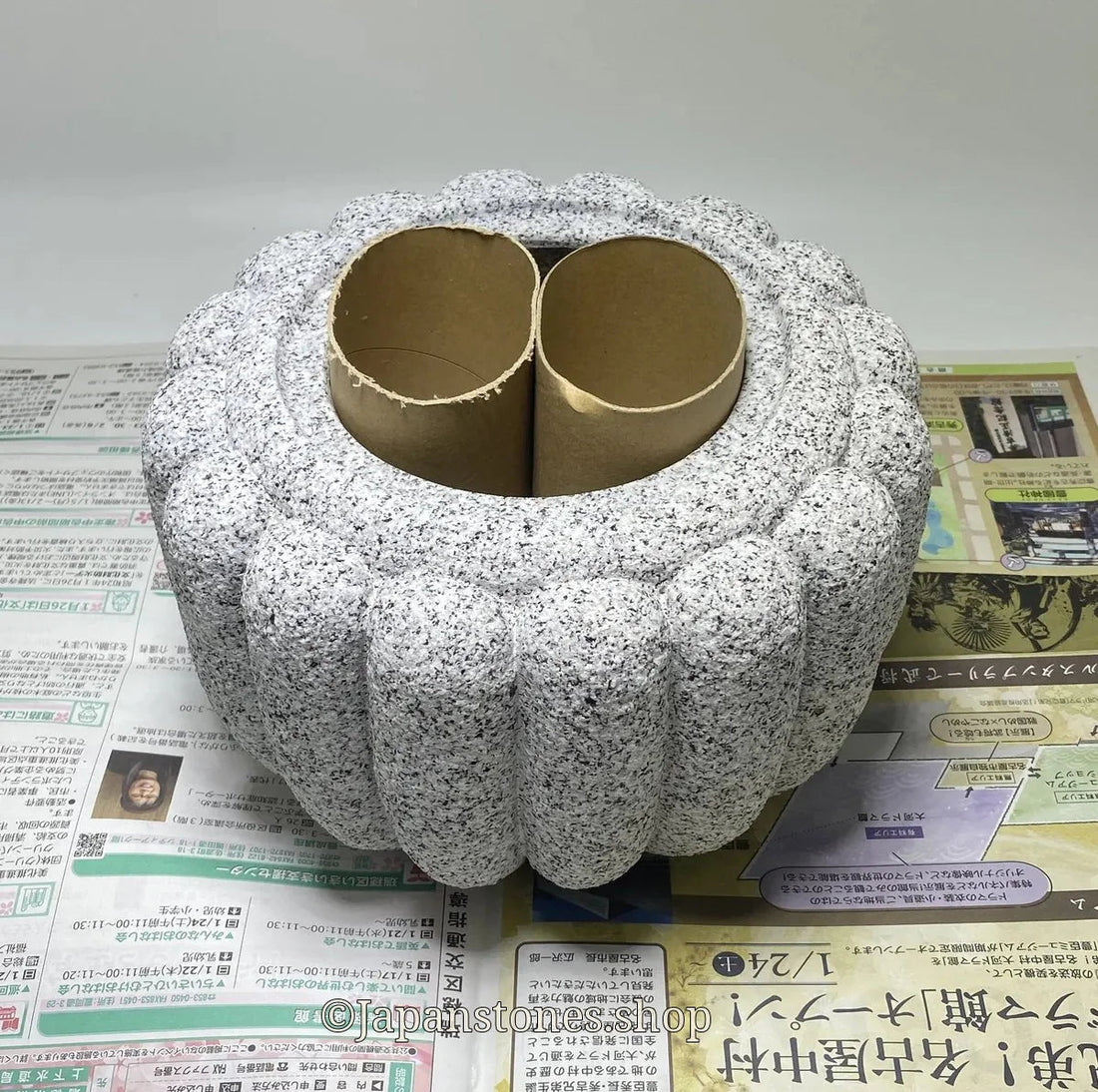 Kiku-Shaped Chozubachi Packed for Safe UPS Shipping to the USA - Japanstones.shop