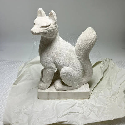 Marble Inari Fox Statue Packing and UPS Shipping from Japan