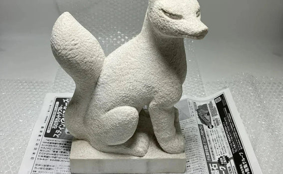 Marble Inari Fox Statue Pair Packing and UPS Shipping from Japan