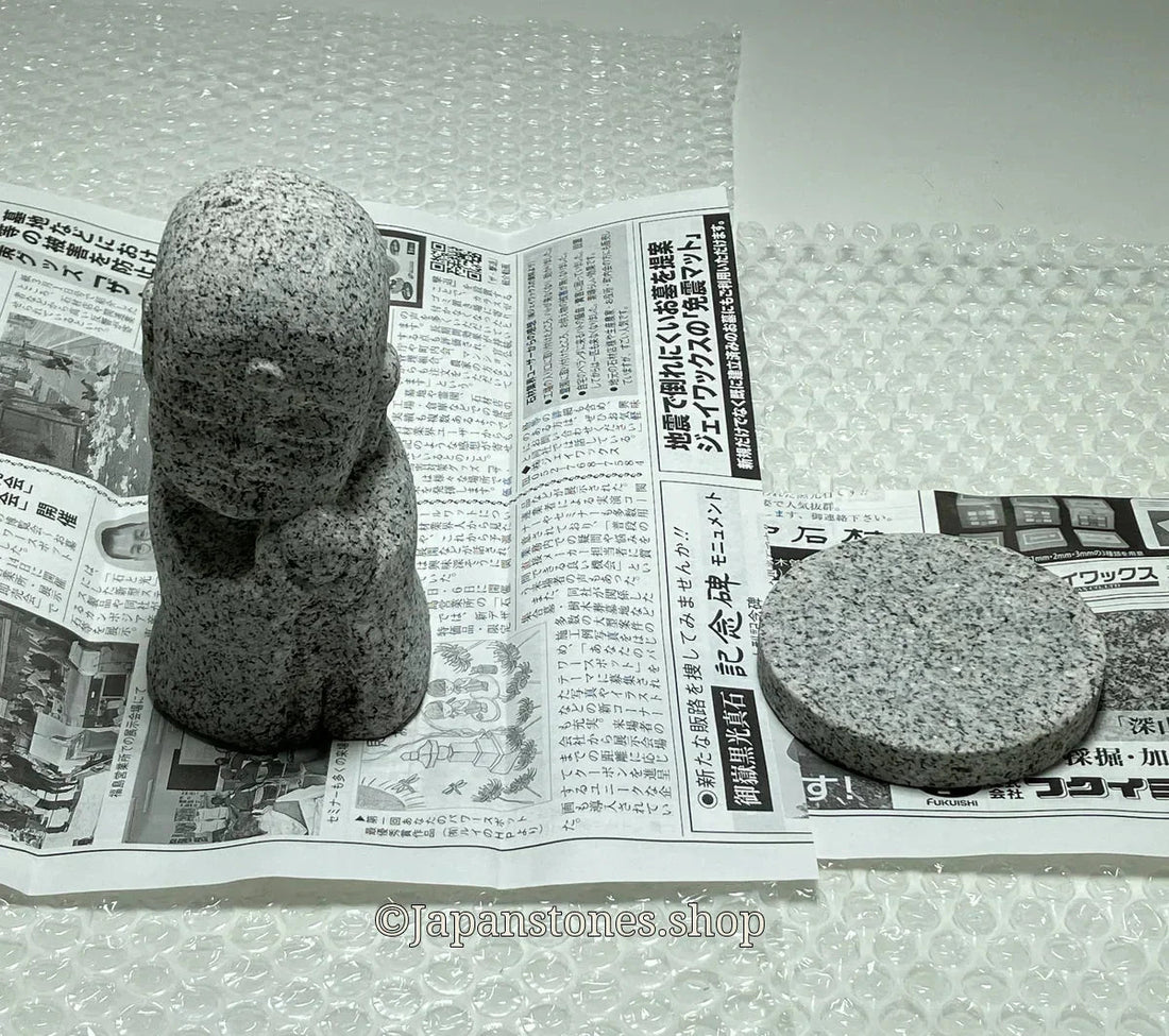 Mini Jizo Statue with Globus Cruciger Shipped to Australia by DHL from Japan - Japanstones.shop