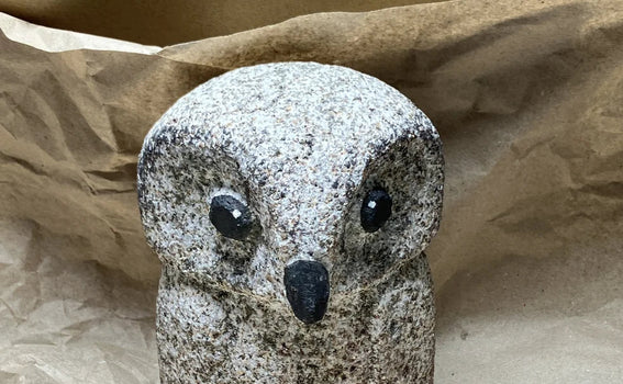 Owl Granite Stone Sculpture Shipped from Japan to the USA by DHL