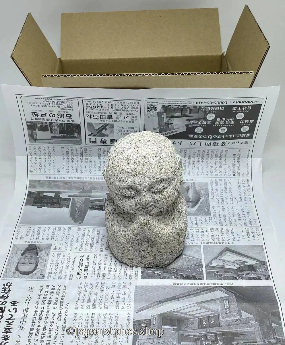Packing and DHL Shipping an Aji Stone Gassho Jizo to the Netherlands - Japanstones.shop