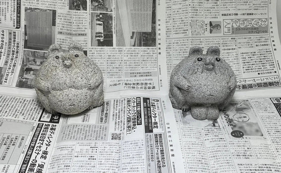 Packing and UPS Shipping a Granite Tanuki Couple Set to the USA