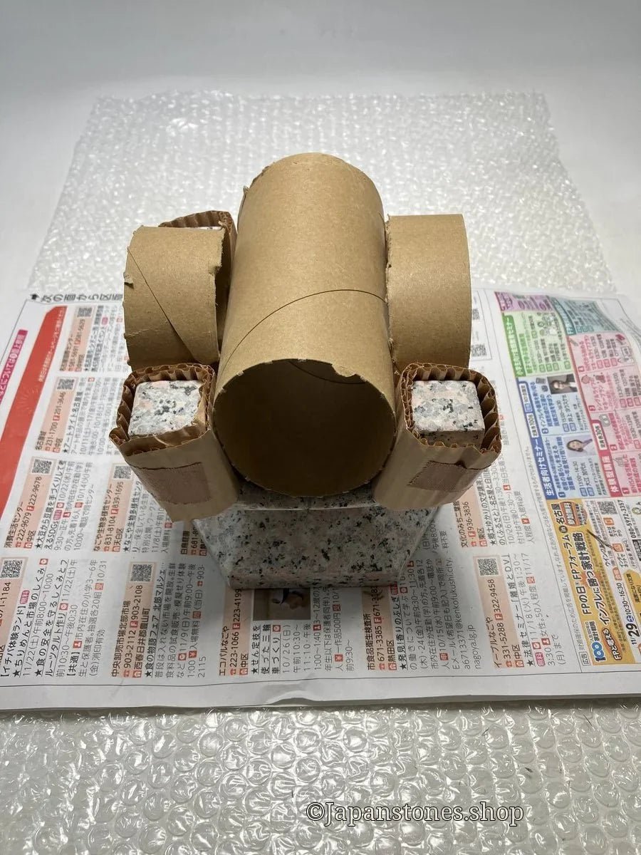 The Pink Yukimi Stone Lantern has been shipped to the UK via UPS. - Japanstones.shop