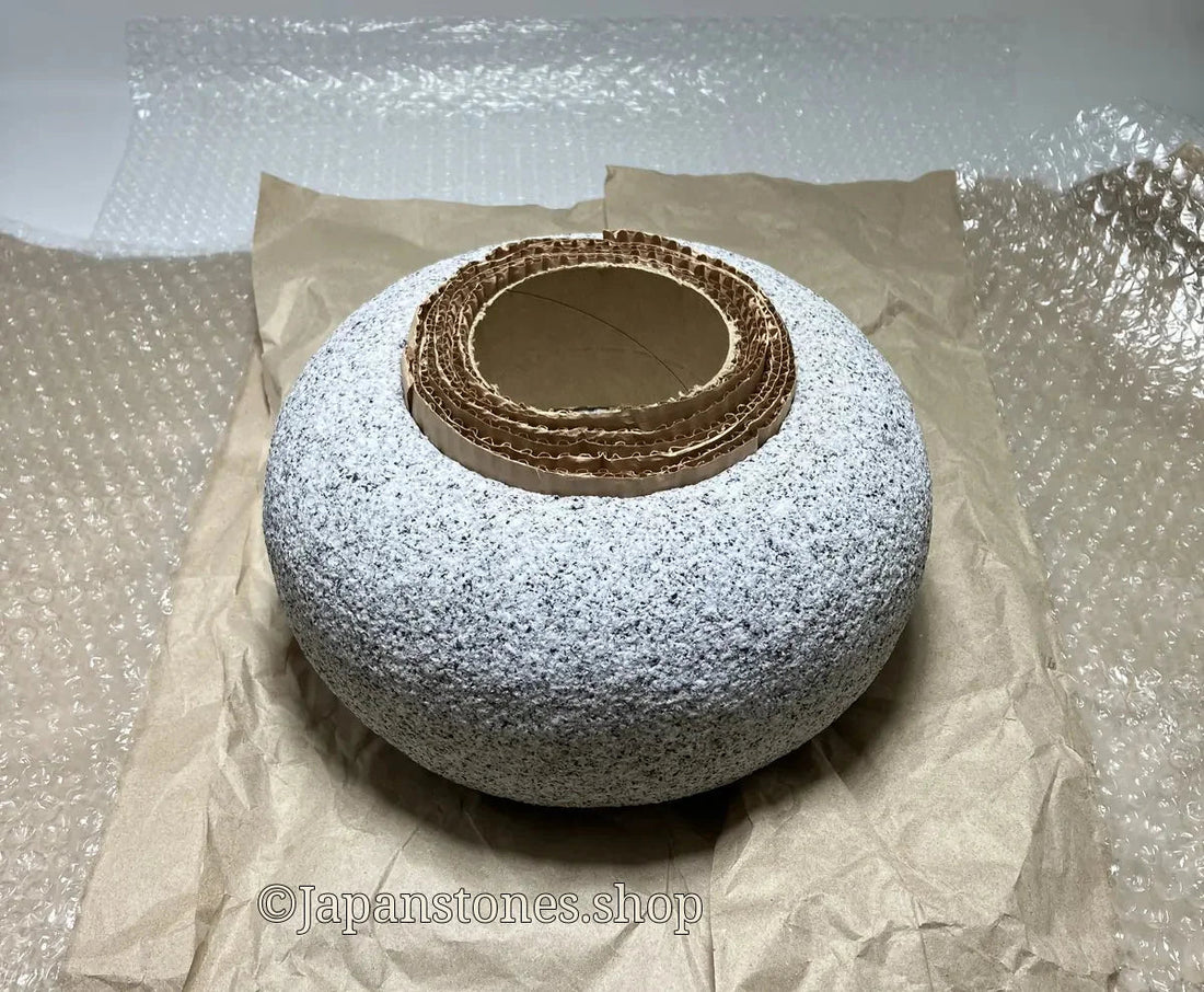 UPS Shipping: Chozubachi (Stone Water Bowl) to the United States — Packing Method, Japan - Japanstones.shop