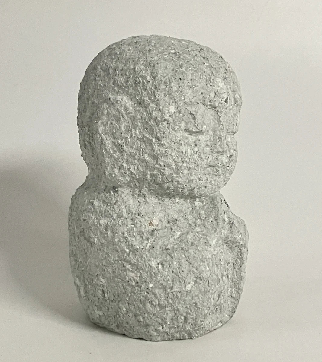 Gray Gassho Jizo Statue Aji Granite Stone Sculpture Handmade Japanese