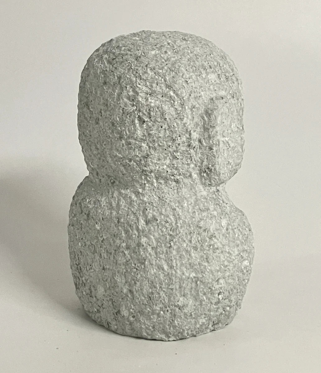 Gray Gassho Jizo Statue Aji Granite Stone Sculpture Handmade Japanese