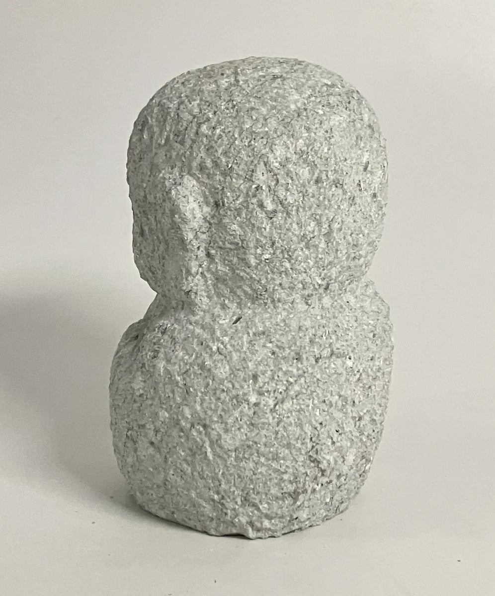 Gray Gassho Jizo Statue Aji Granite Stone Sculpture Handmade Japanese