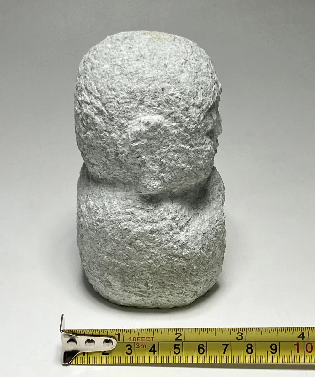 Gray Gassho Jizo Statue Aji Granite Stone Sculpture Handmade Japanese