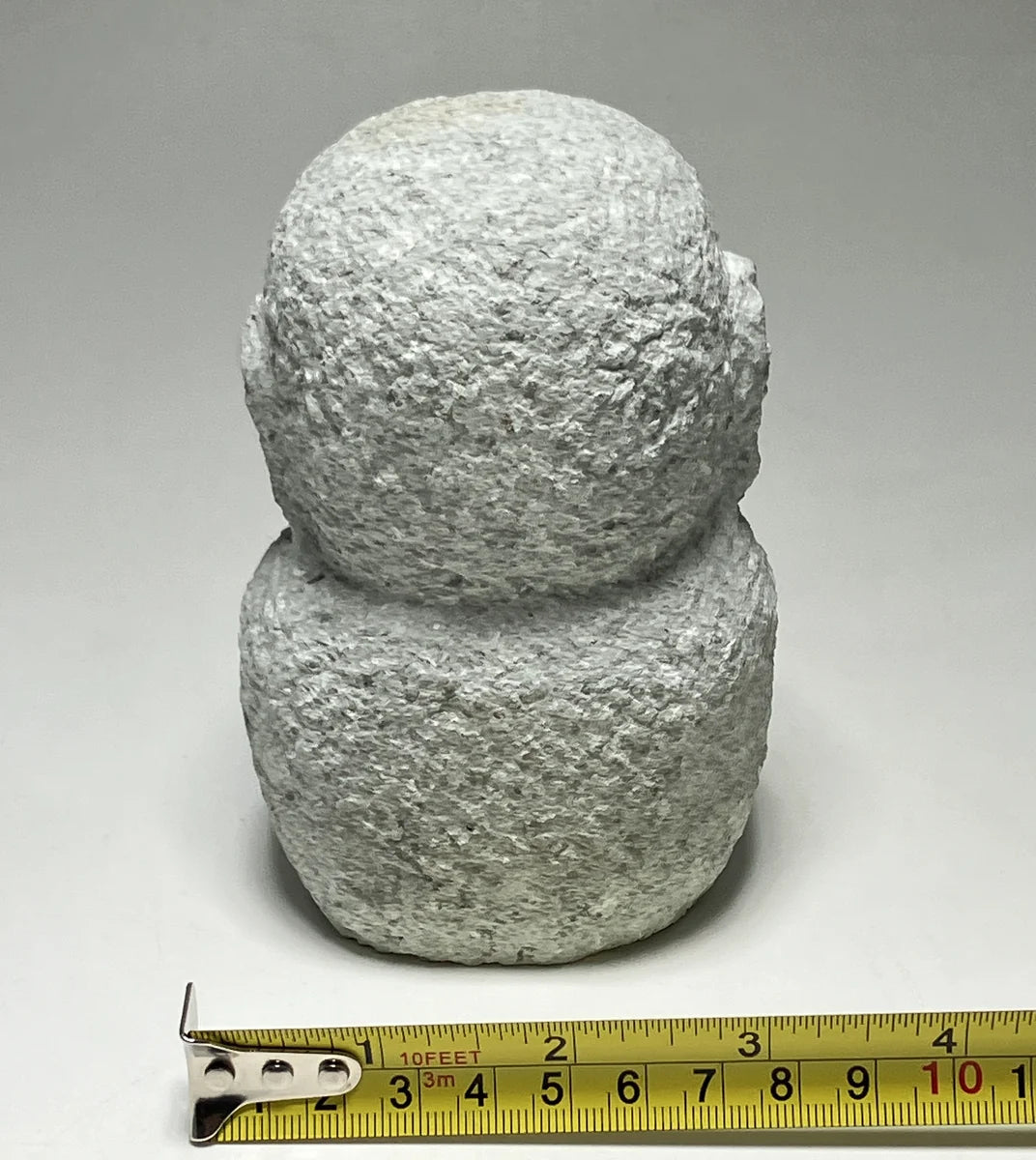 Gray Gassho Jizo Statue Aji Granite Stone Sculpture Handmade Japanese