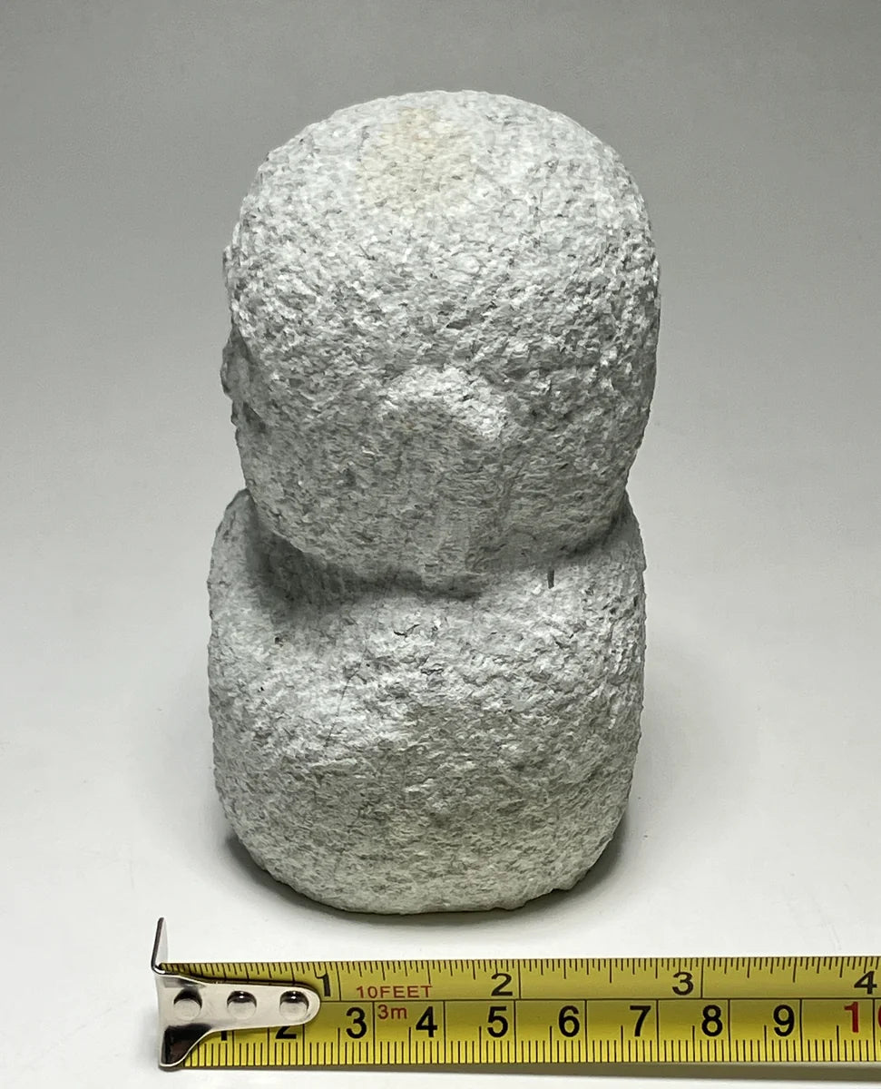 Gray Gassho Jizo Statue Aji Granite Stone Sculpture Handmade Japanese