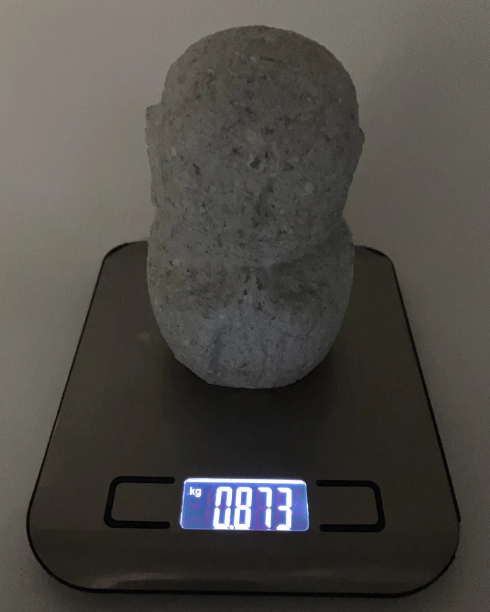 Gray Gassho Jizo Statue Aji Granite Stone Sculpture Handmade Japanese