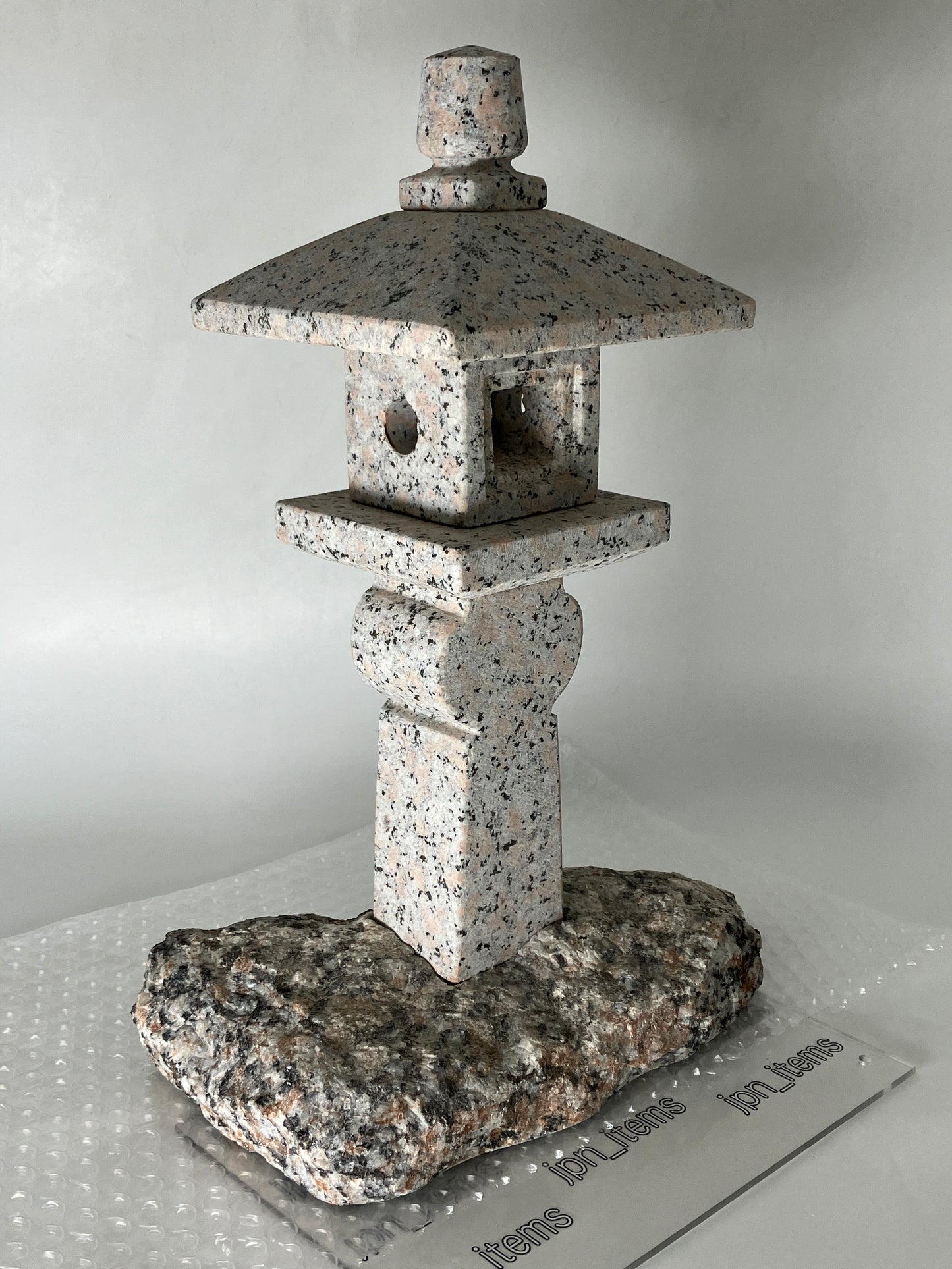 Small Pink Granite Oribe Stone Lantern Tourou Japan Japanese Garden Ornament Statue