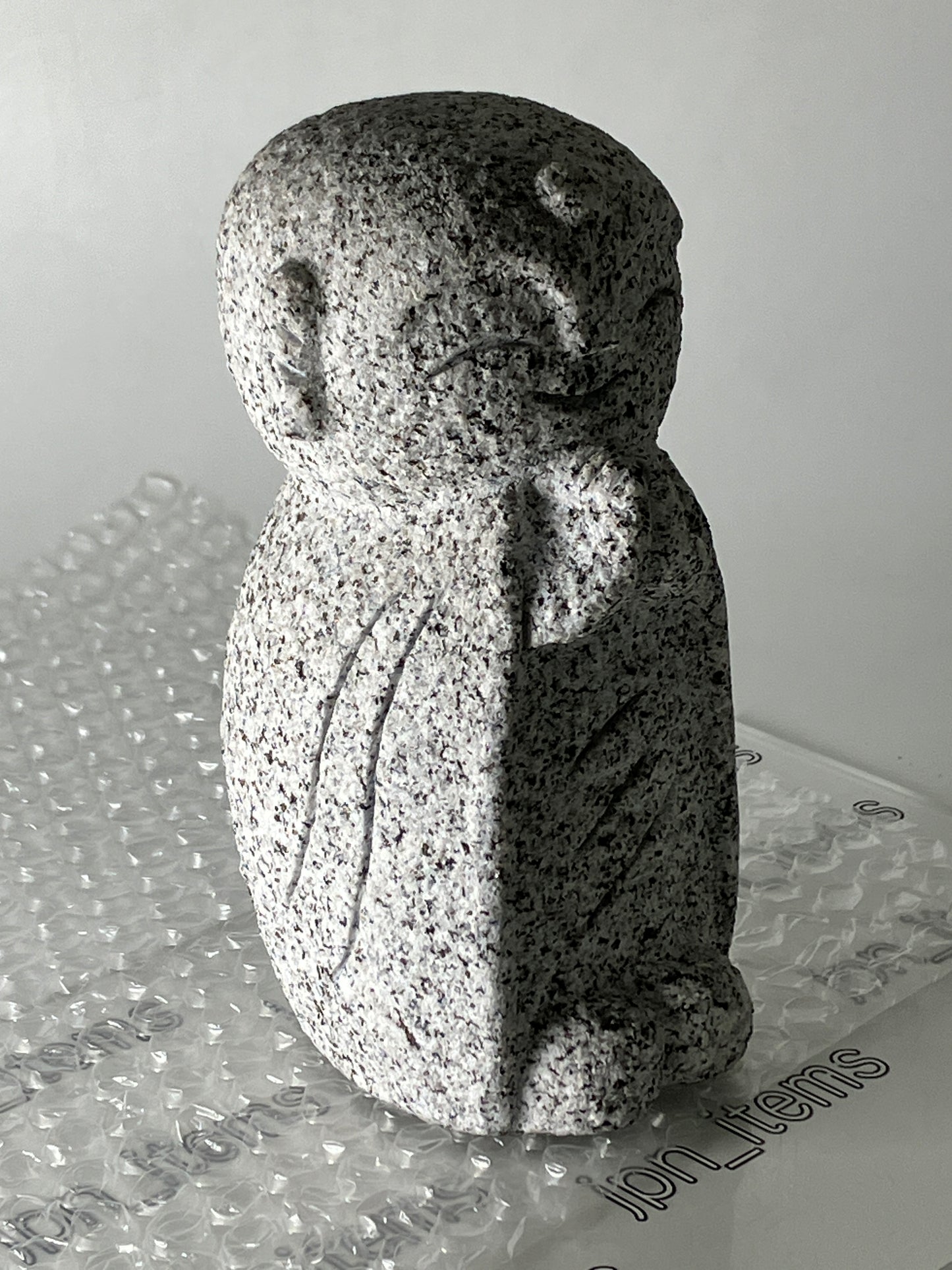 Mini Jizo Ojizo-Sama Granite Stone Sculpture Handmade Japanese Garden Buddhism