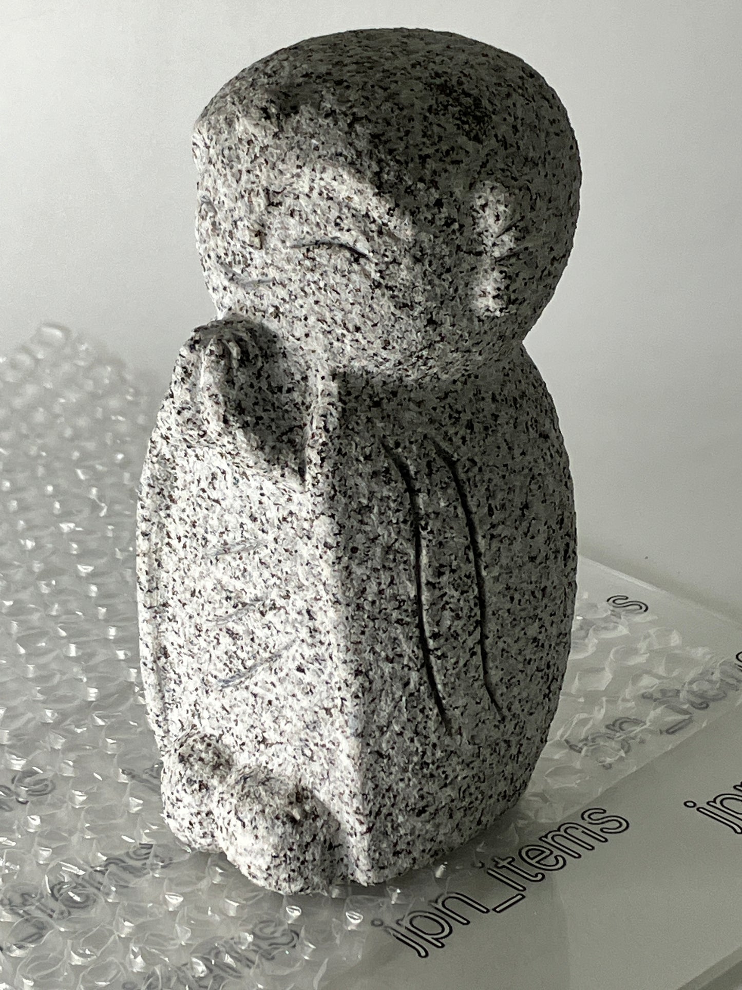 Mini Jizo Ojizo-Sama Granite Stone Sculpture Handmade Japanese Garden Buddhism