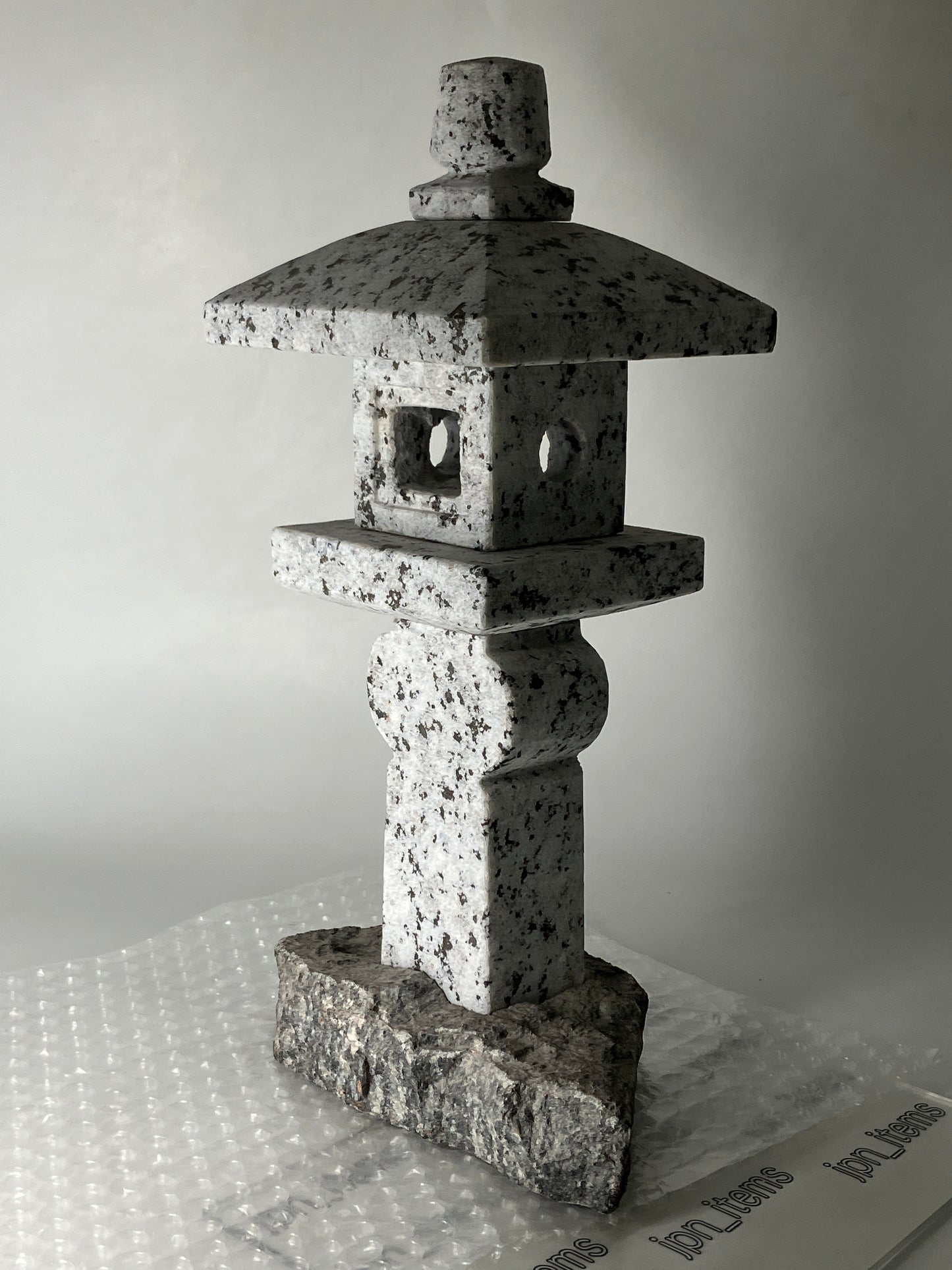 Small Granite Oribe Stone Lantern Tourou Japan Japanese Garden Ornament Statue Brown