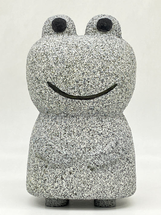 Frog Gray Granite Stone Sculpture Handmade Japanese