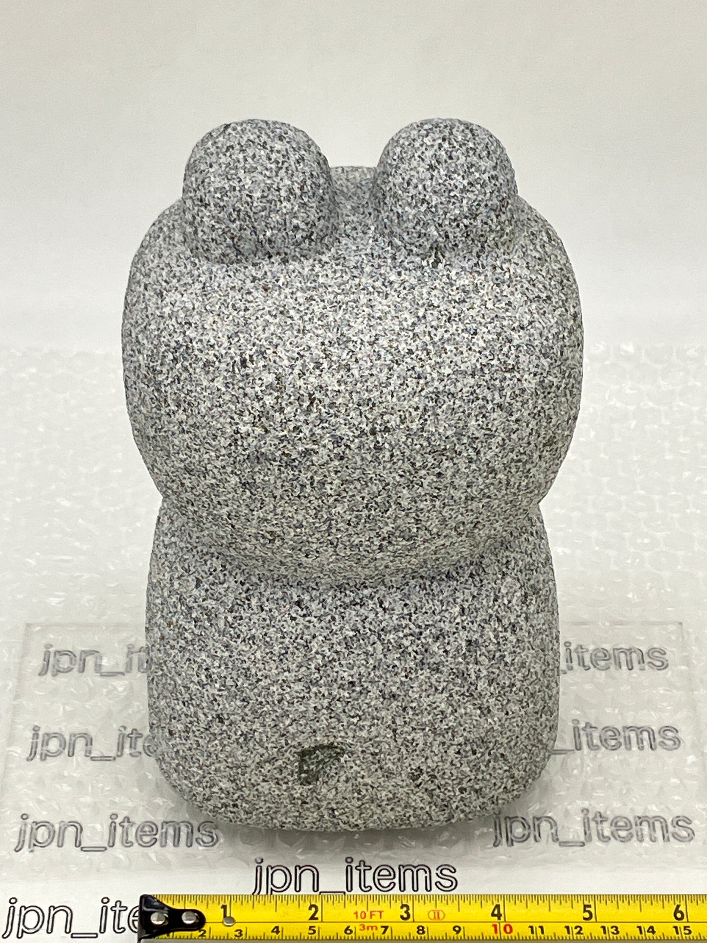 Frog Gray Granite Stone Sculpture Handmade Japanese