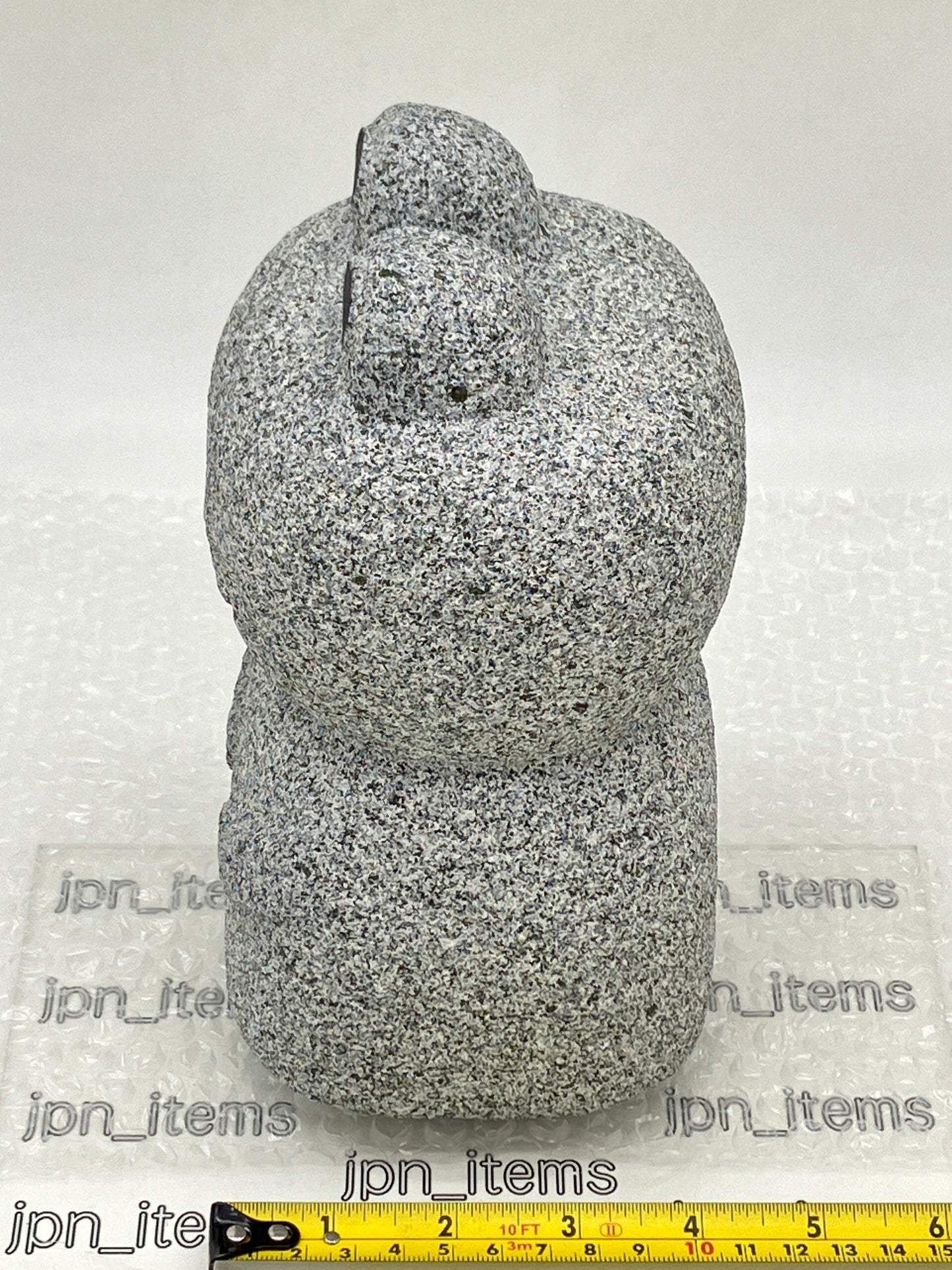 Frog Gray Granite Stone Sculpture Handmade Japanese